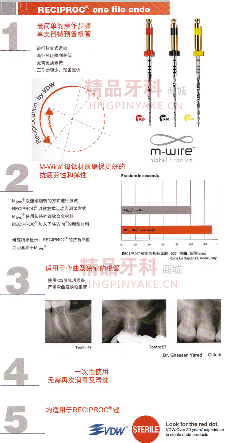 VDW M-WIRE镍钛单支根管锉