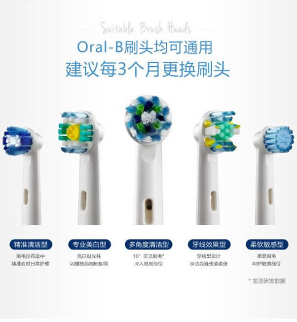 欧乐B P4500 成人充电式3D智能蓝牙声波电动牙刷
