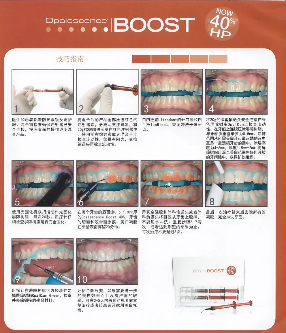 皓齿诊室美白剂使用说明示意图